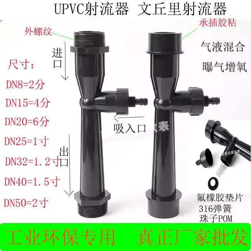UPVC Venturi Jet Injector Gas Liquid Mixing Water Injector Aeration and Oxygenation DN15/20/25/32/40/DN50