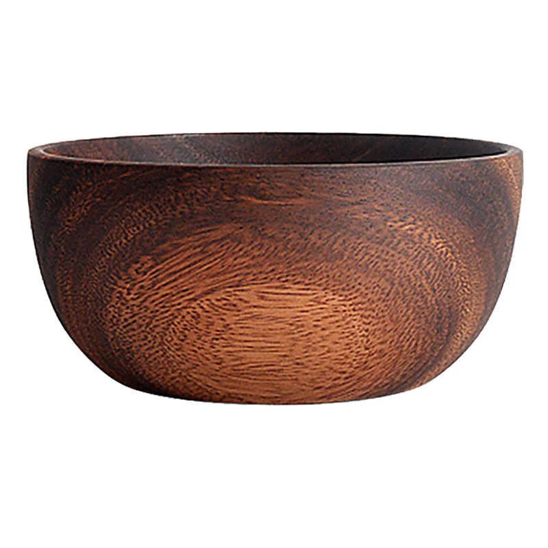 سلطة خشب السنط وعاء خشبي والفواكه والسلطات والمعكرونة ، 5.1X2.4Inch