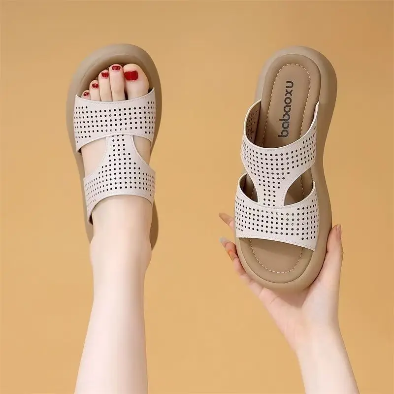 

Women's Summer New Open Toe Rhinestone Thick Sole Slippers Soft Sole Non Slip Lightweight Flat Sole Outdoor Beach Slipper Sandal