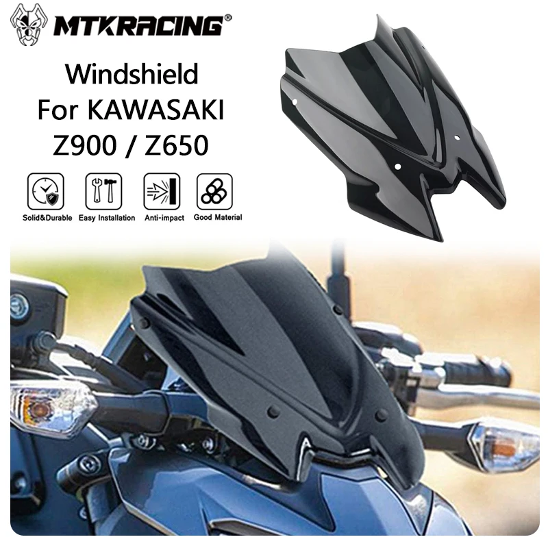 

MTKRACING Windshield For KAWASAKI Z900/Z650 2021-2024 Motorcycle Windshield Windscreen Wind shield Deflector Front Flyscreen