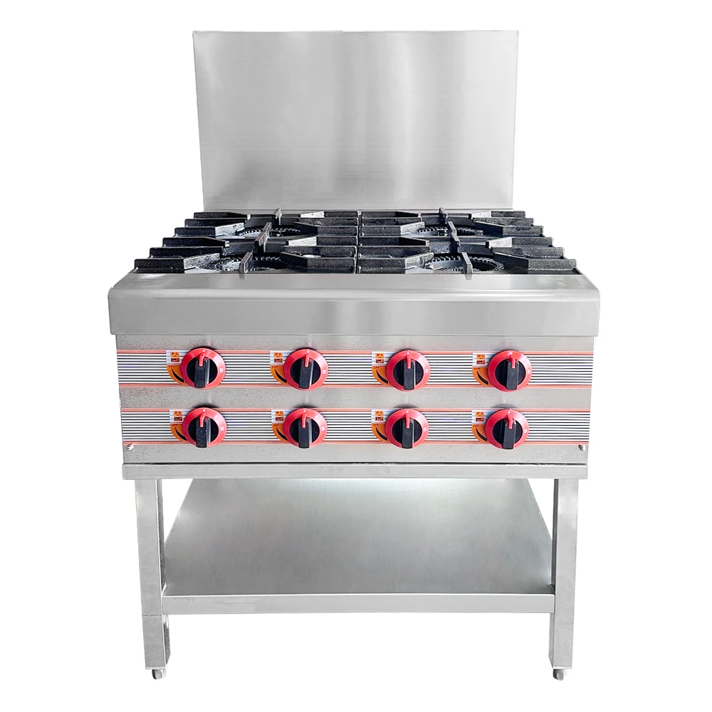 Commercial 4-Stove Gas Stove In Stainless Steel Kitchen Equipment For Cooking