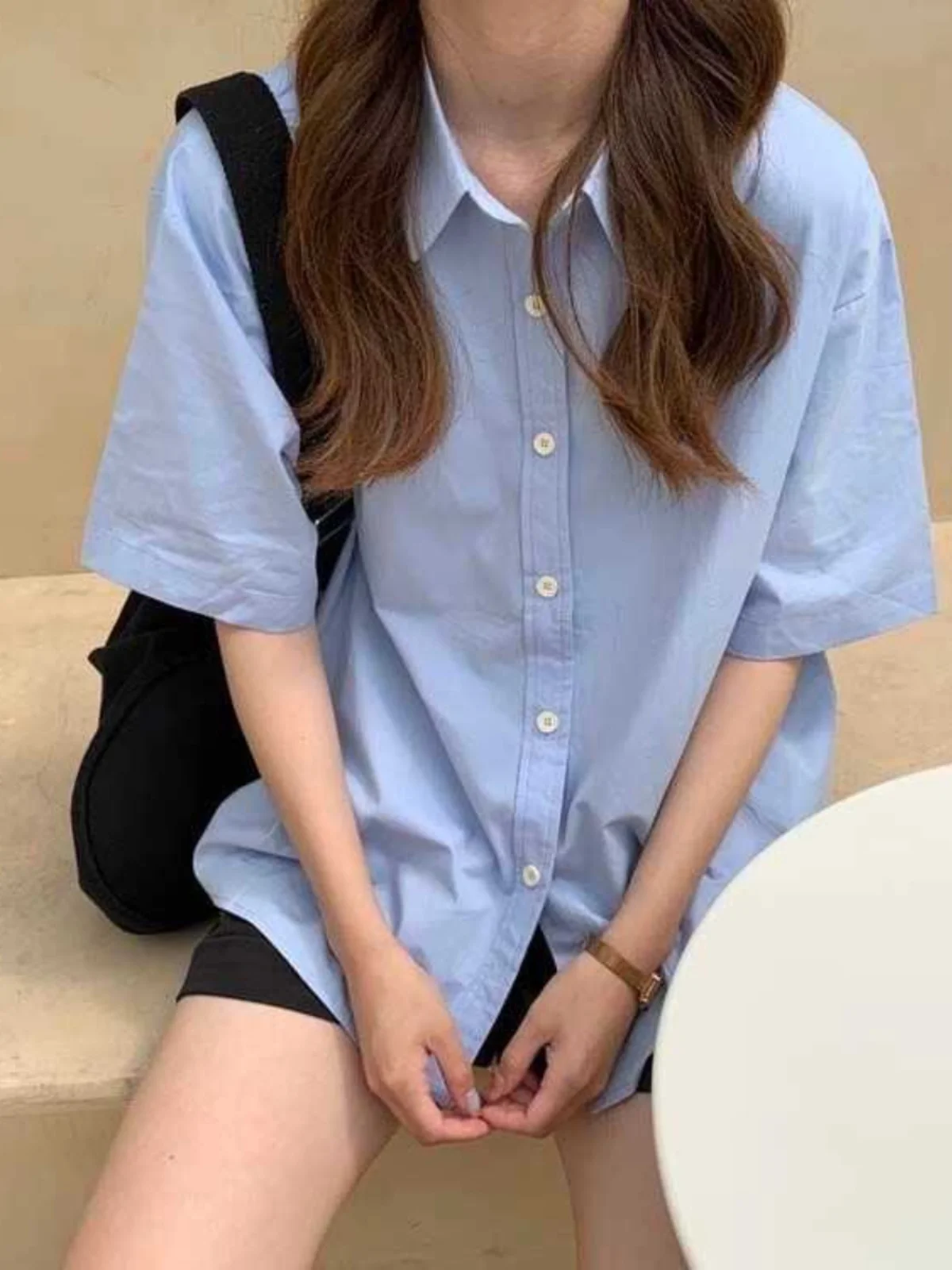

Casual Japanese Sle ort Sve irt for Students Summer Slimming Candy Color Lazy Sle Sweet Anti-aging Versatile Top