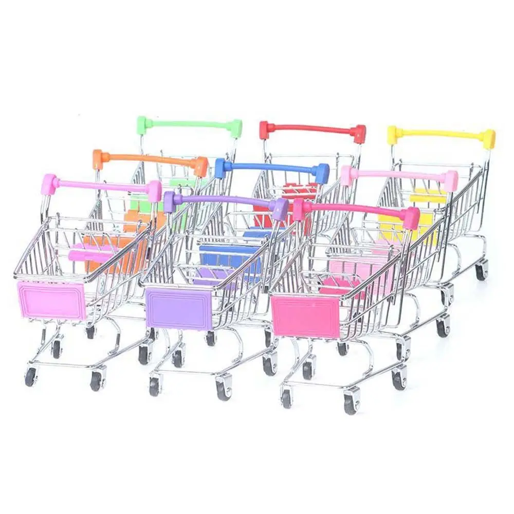 

Play Toy Shopping Cart Dollhouse Accessories Supermarket Shopping Basket Dollhouse Furniture Supermarket Handcart Trolley