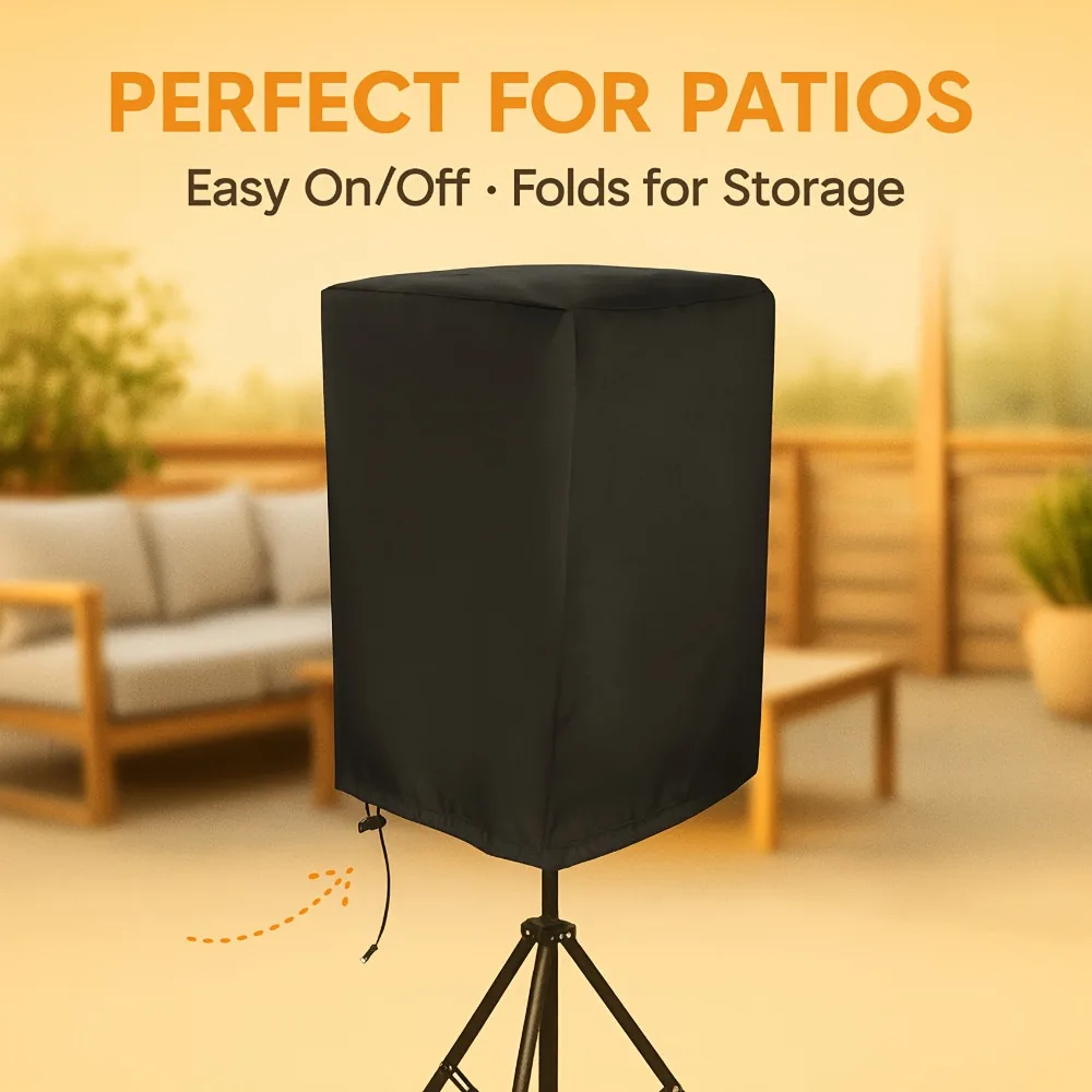 Outdoor PA/DJ Speaker Cover, Heavy-Duty Drawstring Foldable & Scratch-Resistant, Fits Stands, Event Rental Specific