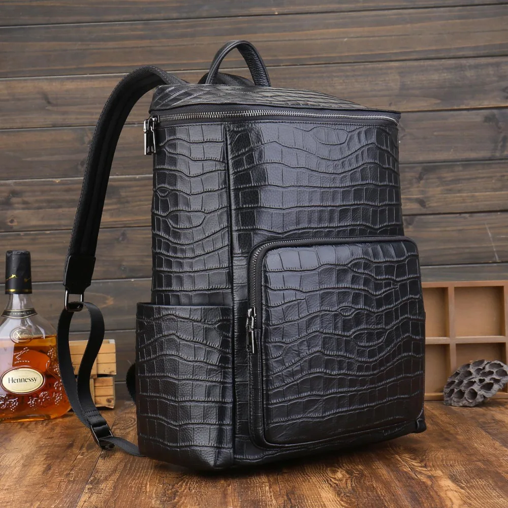 2024 New Fashion Men Backpacks Alligator Male Korean Student Backpack Large Boy Business Casual Laptop School Computer Bags