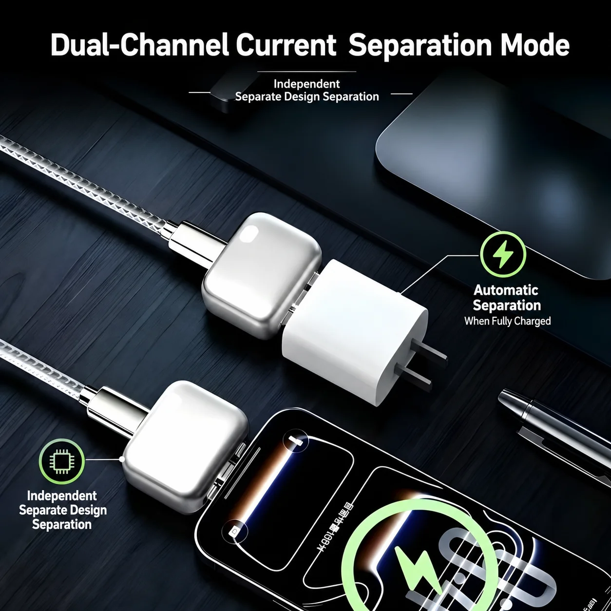 140W USB C Auto Disconnect Charging Adapter Battery Protector for Phones Laptops Tablets