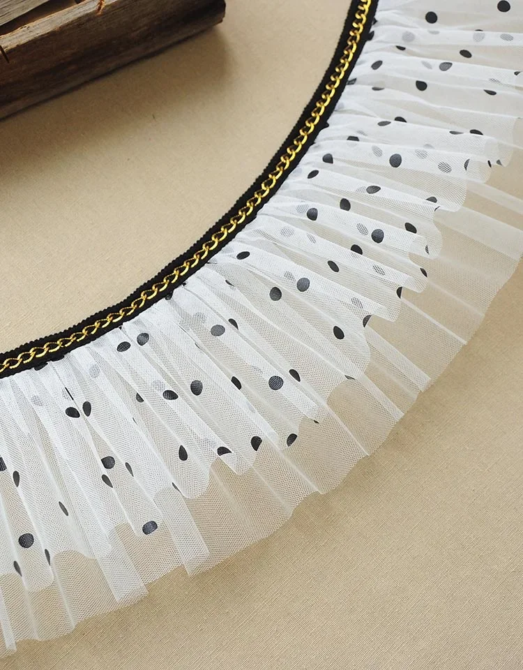 New Fashion Pleated Mesh Yarn Chain Webbing Trend Lace Fabric DIY Clothes Skirt Scarf Making Transformation Toys Pet Bib Trim