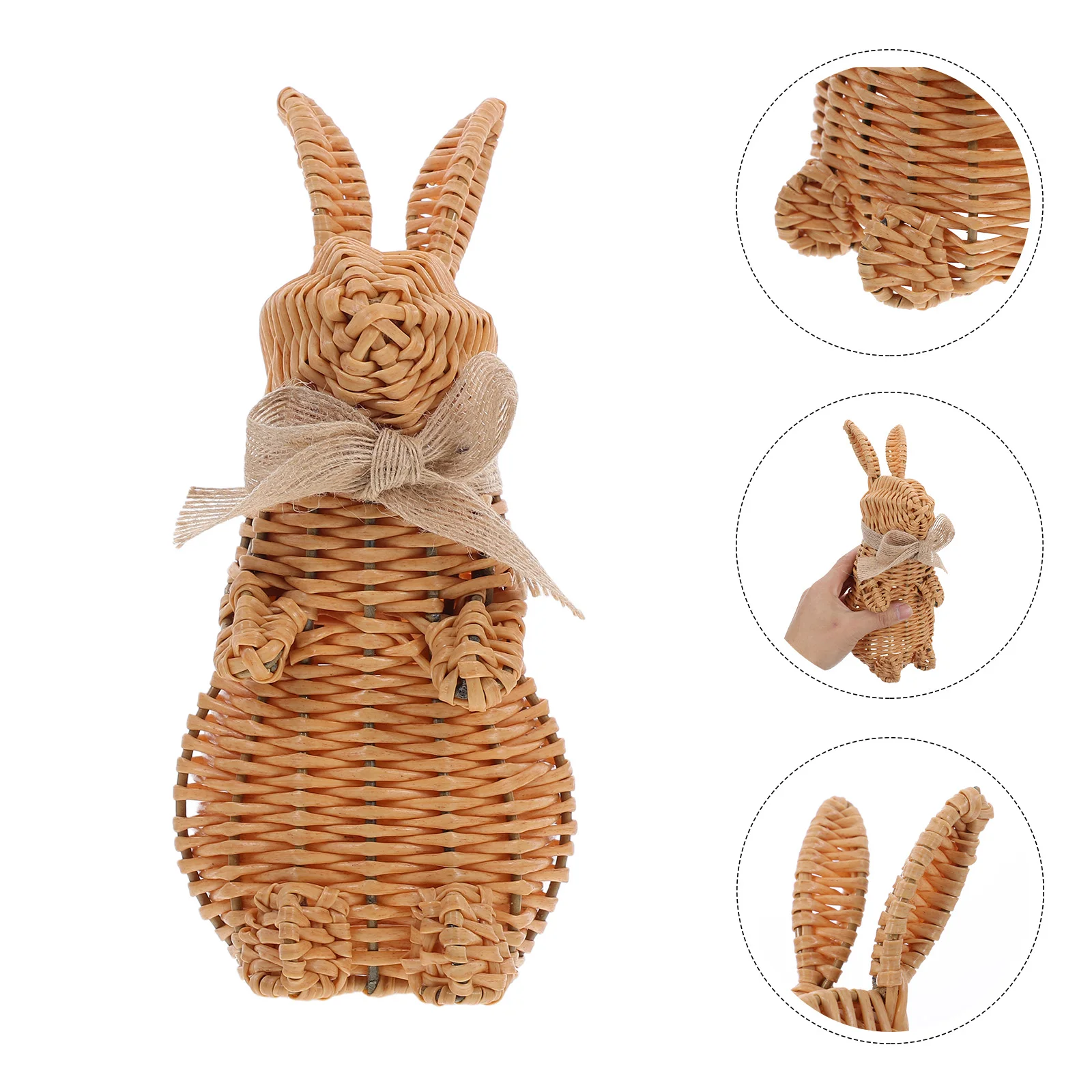 

Cute Woven Bunny Statues Easter Straw Bunny Decorations For Garden Tabletop Festive Celebration