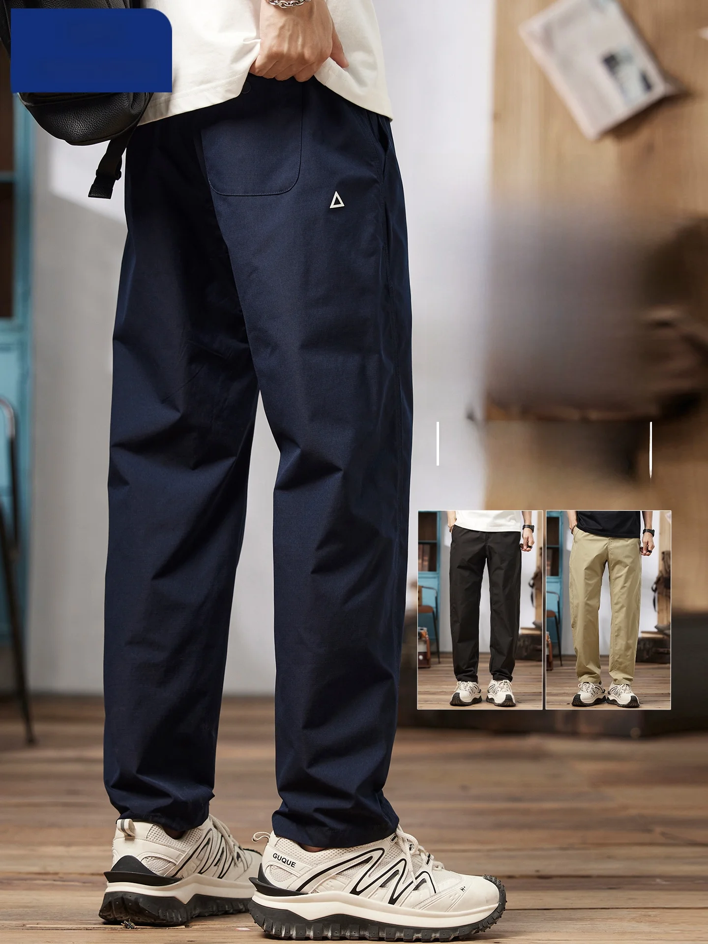 

Ice Silk Drapey Casual Pants Men's Summer Thin Straight Loose Wide Leg Elastic Qui Dry Sports Long Trousers Breathable Stra...