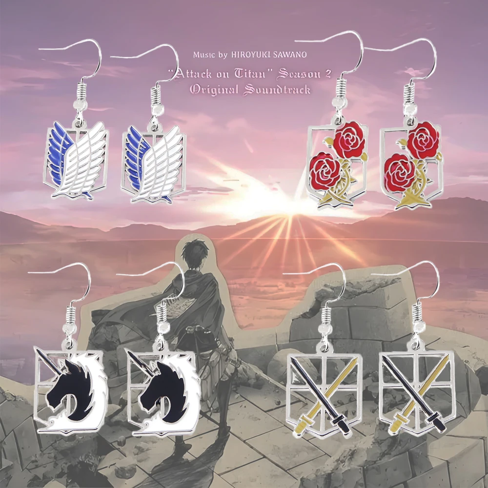 Anime Investigation Corps Earrings Wings of Liberty Cosplay Ear Clip For Women Military Police Regiment Earrings Jewelry Gifts