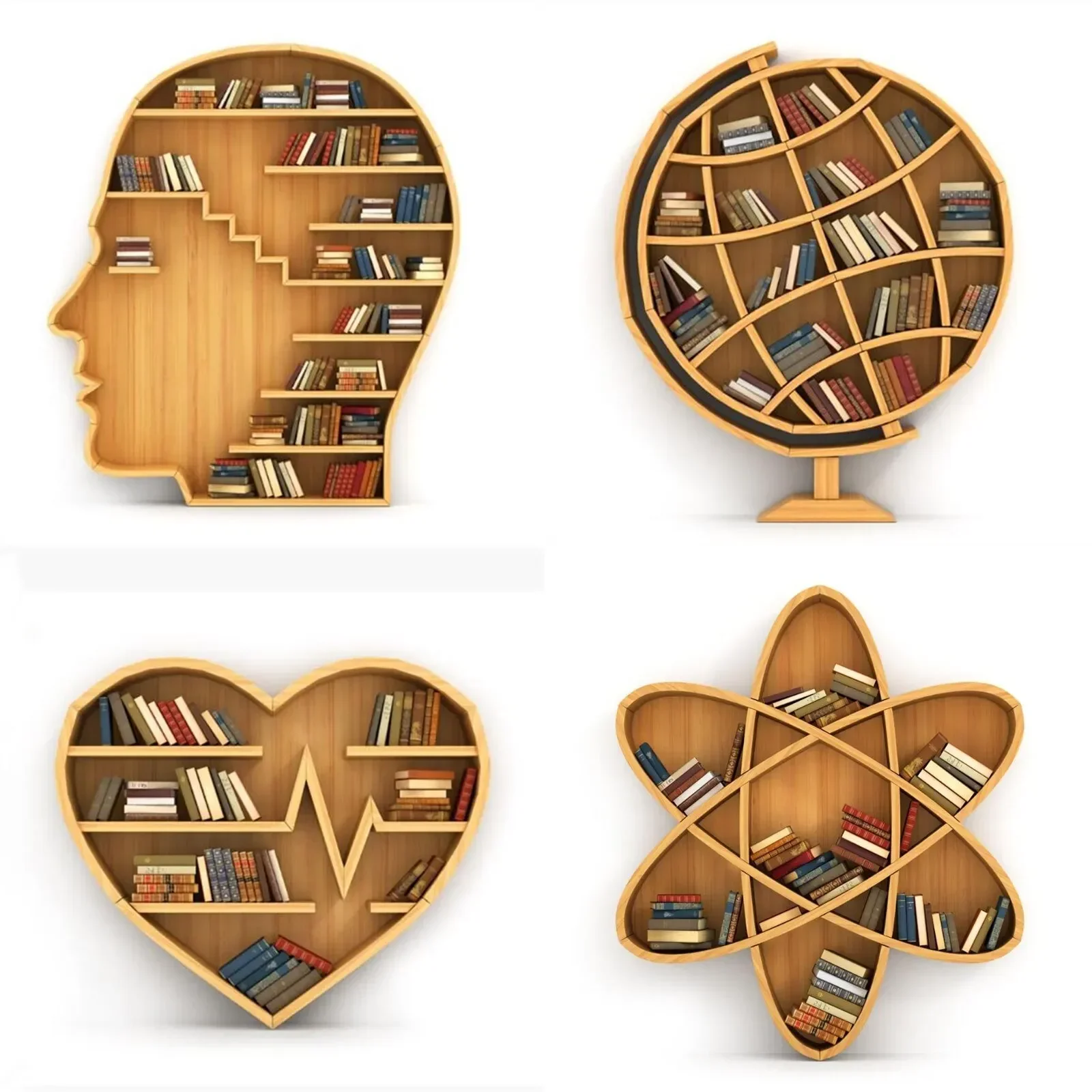 LQ Ii New Arrival Floor Globe Bookshelf Creative Human Head Bookcase Wall Mounted Storage Shelf B