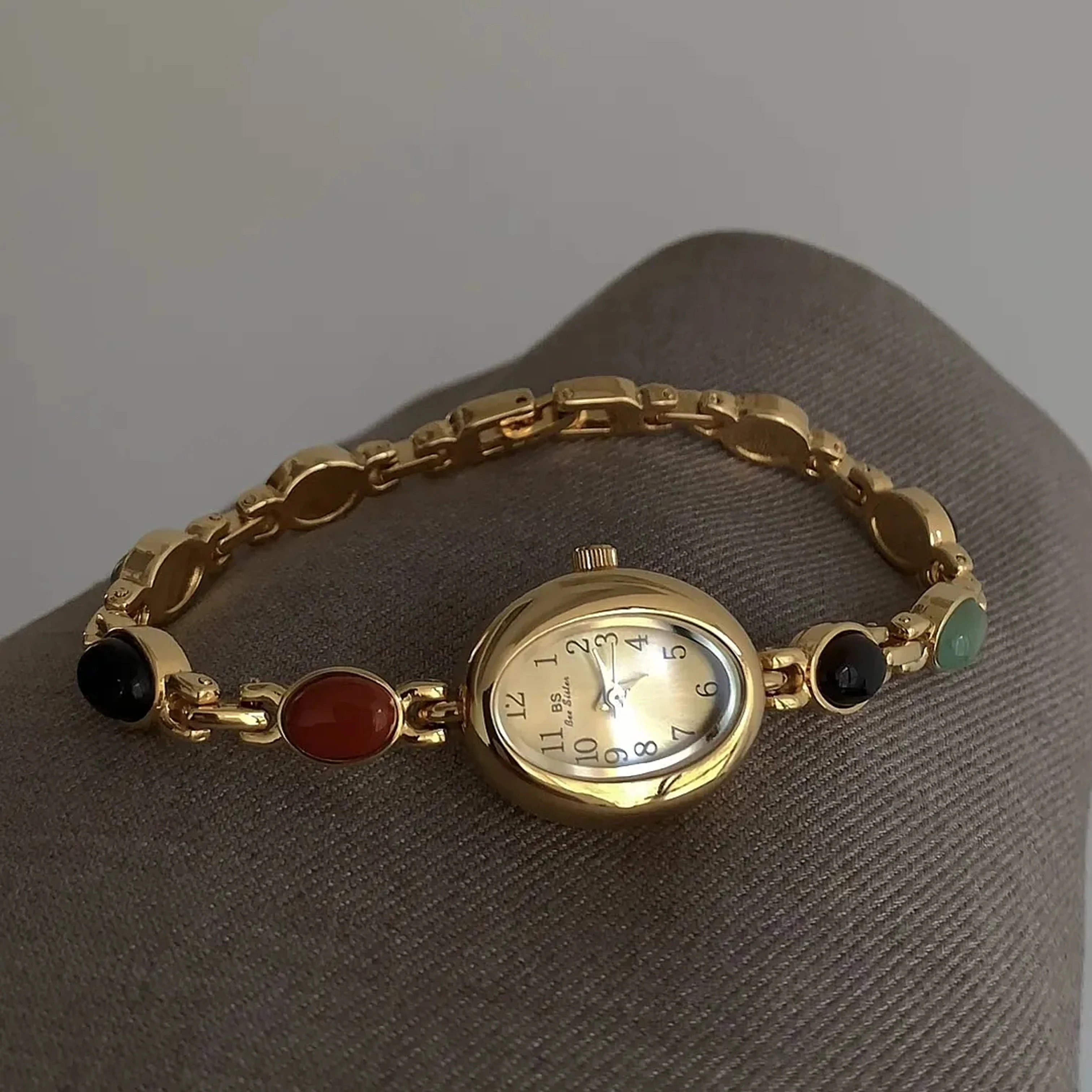 2025 Fashion Jewelry Women's Watch Elegant High End Colorful Natural Jade Waterproof Quartz Watches Bracelet Women's Accessories