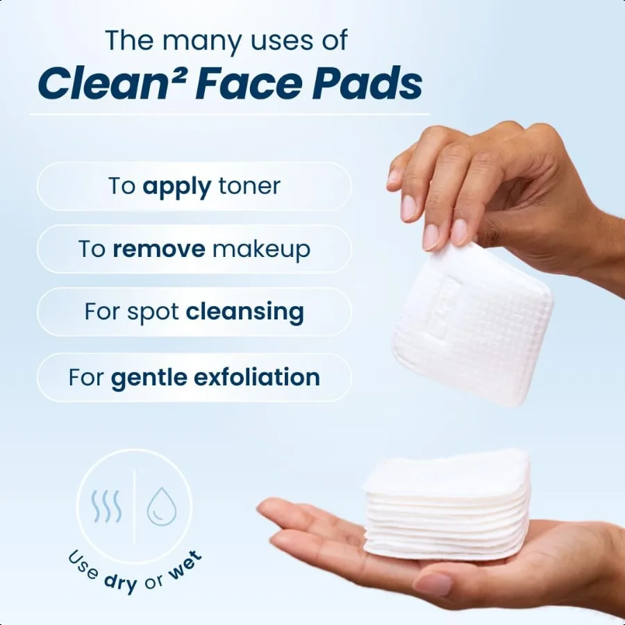وسادات Clean Pads 2.0 [حواف Impd الجديدة] مضمونة لا تساقط وسادات الوجه المدمجة ثلاثية الطبقات مزخرفة فائقة النعومة من القطن العضوي P