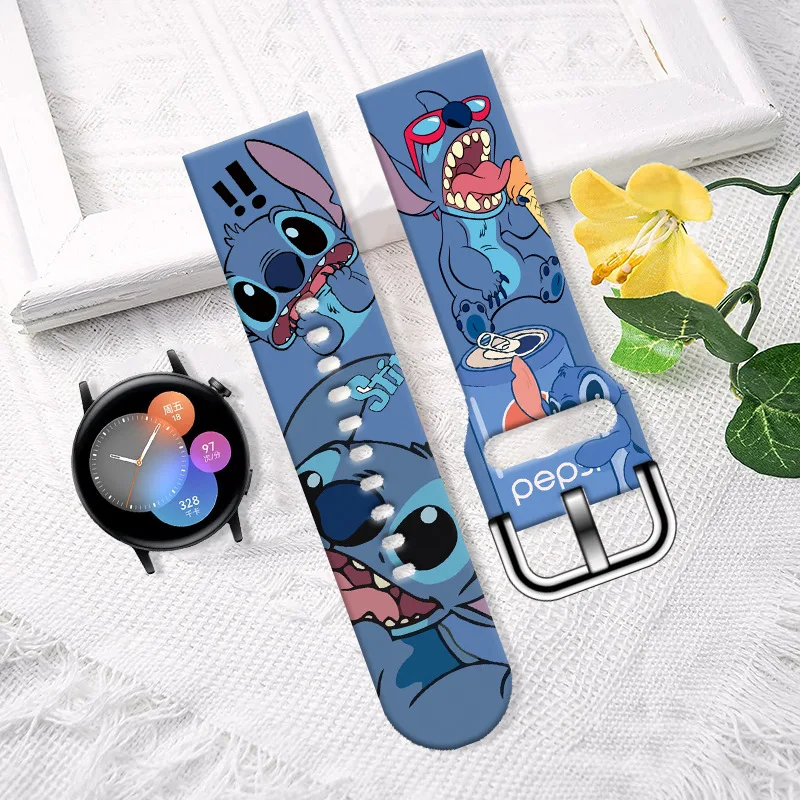 Disney Cartoon Stitch Angel Printed Silicone Strap For Xiaomi color 2 OPPO Jiaming Huami Samsung Huawei GT Watch Band 20MM 22MM