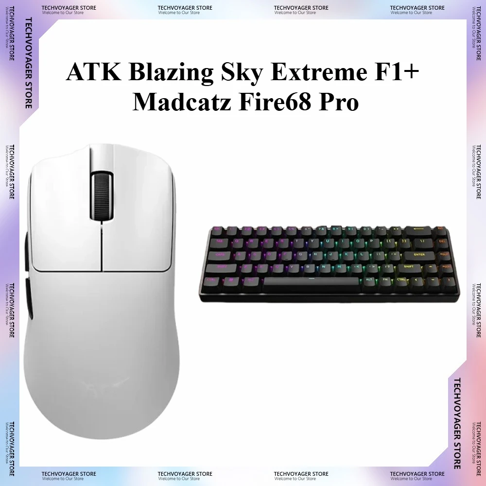 

Рекламная продукция ATK Blazing Sky Extreme F1 Белая игровая мышь и набор клавиатур Madcatz Fire68 Pro с черным магнитным переключателем