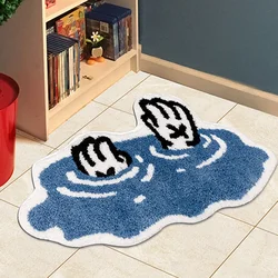 Tapis de dessin animé à motif drôle, tapis en peluche doux, décor de zone de chevet, salon, entrée intérieure, polymères de sol, chambre à coucher