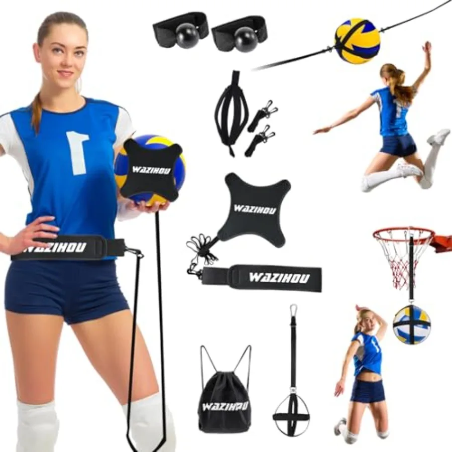 

Upgraded Volleyball Training Equipment Aid, Premium Solo Practice Trainer for Serving, Setting, Spiking and Arm Swing, Perfect