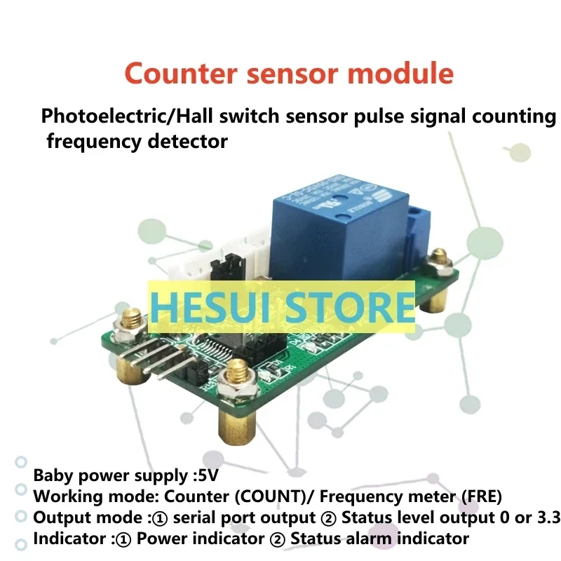 Counting sensor module Photoelectric/Hall switch sensor pulse signal counting frequency detector Serial port