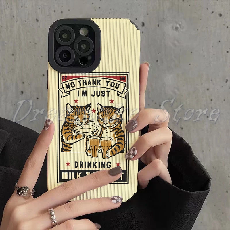 Cute Drunk Cat Phone Case for Iphone 11 Pro Max 12 13 Iphone 14 Pro Max Iphone 15 Pro Max Case