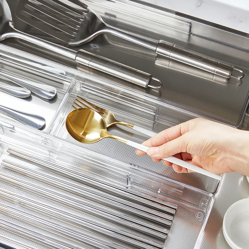 Freely combinable cutlery and spoon storage box, kitchen drawer divider box, cabinet storage and sorting organizer box