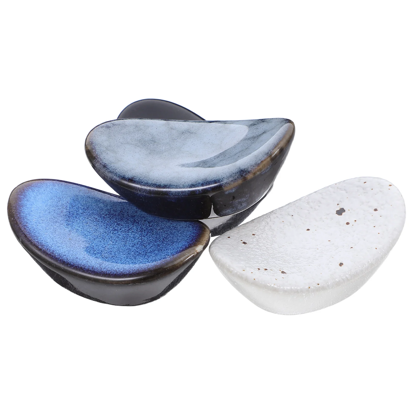 

4Pcs Porcelain Chopstick Holder Japanese Ceramic Ingot Shape Chopstick Rest Rack Spoon Fork Holder Tableware Ceramic Spoon Rack