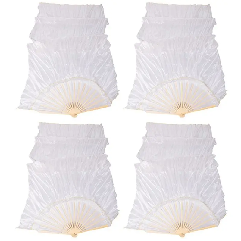 

AEF6-100% шелковая унисекс китайская шелковая вуаль для танцев, 4 шт., фанаты для танца живота, белый цвет, 180X90 см