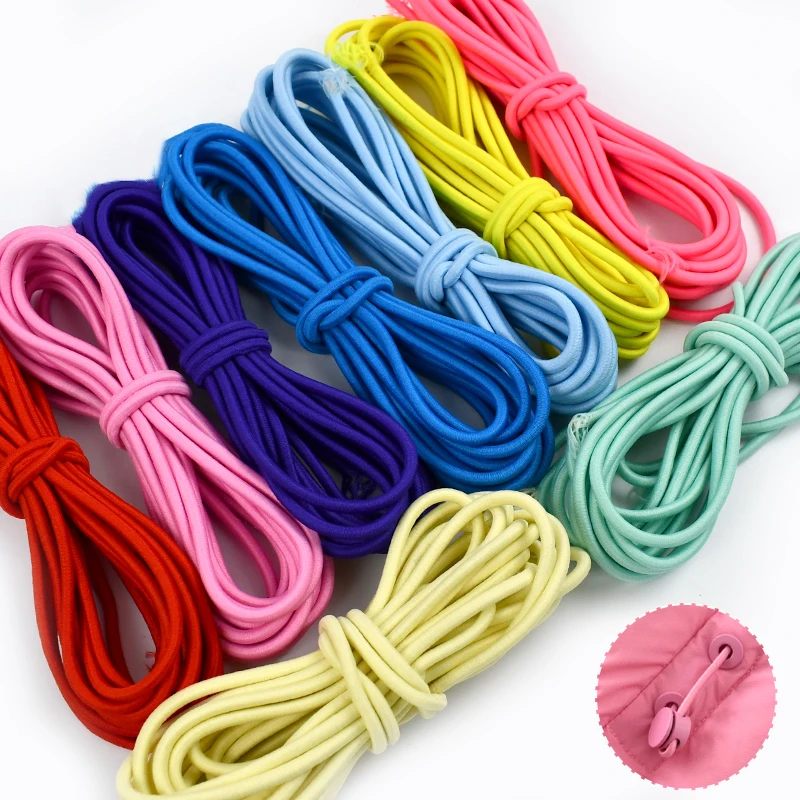 

5-30Meters Meetee 4mm Colored Round Elastic Band Stretch Rope Rubber Cord HairBand Spring String Clothes DIY Sewing Accessories