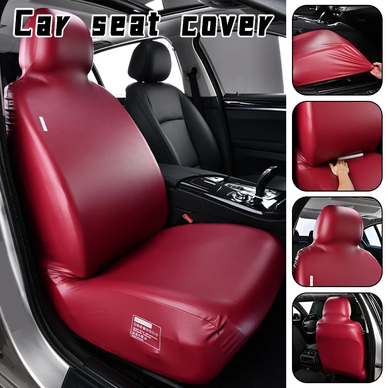 All Season Universal Elastic PU Leather Car Seat Cover Fitted Full Surrounded Waterproof Seat Protector Sedan SUV Pickup Truck