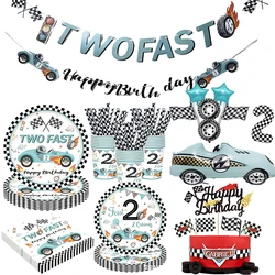 Two Fast Theme Disposable Tablecloth Racing Car Birthday Party Supplies Kids 2nd Birthday Party Decorations