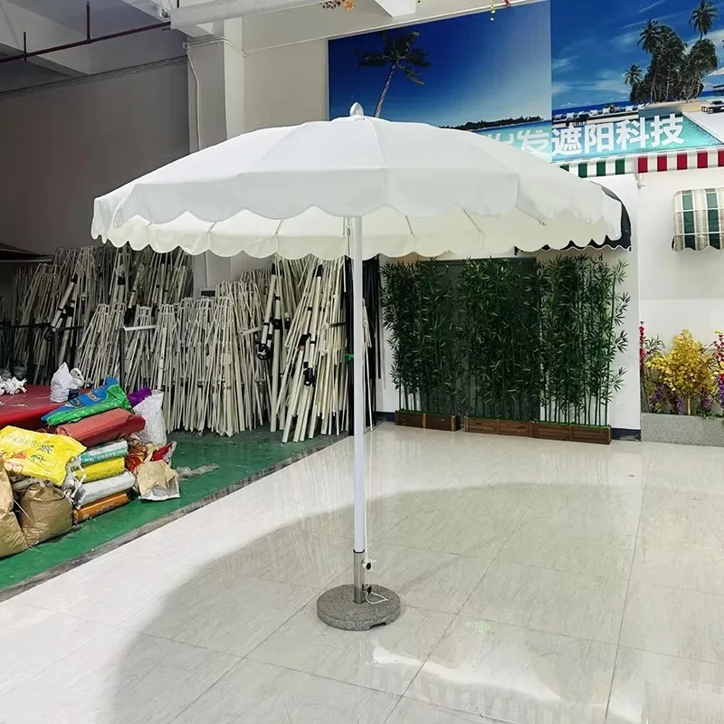 Sombrilla de Aluminio de 2.7 Metros con Poste Central, Impermeable, para Exteriores, Piscina, Playa, Villa, Patio, Hotel