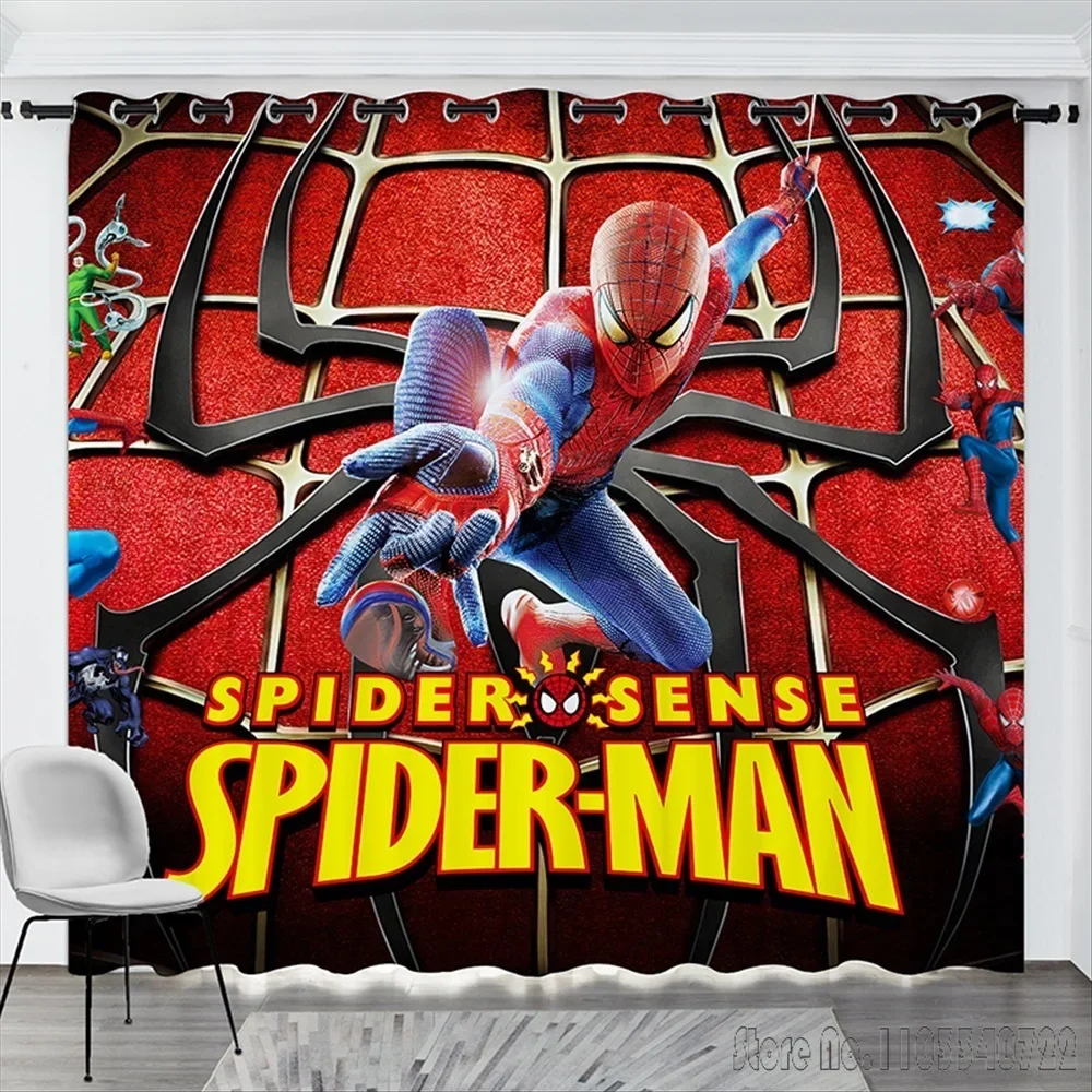 Anime Avengers Spiderman Spider Hero Window Curtain 3D Print Blackout Curtains Living Room Bedroom Decor Custom Kids Gift