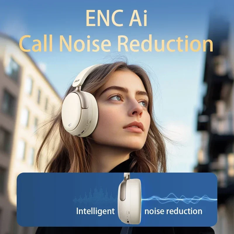 Acer ANC FIHI Kopfhörer Bluetooth 5.4 48 dB Geräuschunterdrückung Hi-Res räumlicher Audio-Kopfhörer mit LDAC Over-Ear-Headset Wireless