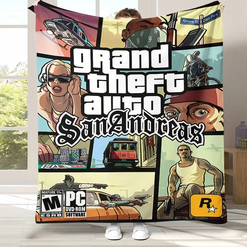 Game G-GTA San Andreas Soft Flannel Throw Blanket,Cozy Warm Blanket for Bed,Sofa,Living Room,Picnic,Camping,Home Decor,Gift