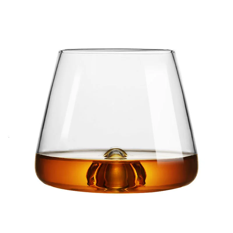 300ml Unique Convex Bottom Vortex Whiskey Glass Transparent Round Wine Tasting Cup Whirlpool Whisky Tumbler  XO Cognac Beer Mug