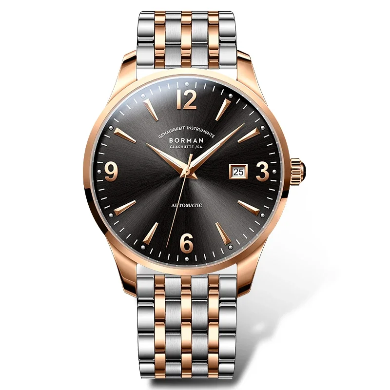 BORMAN BM3819 Orologio Nuovo 41 Uomini di Lusso Meccanici Automatici Orologi da Uomo Cristallo di Zaffiro 50M Impermeabile Lancette Luminose Orologi