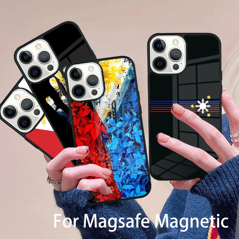 

Philippines Flag Phone Case Magesafe Magnetic Wireless Charge Cover For IPhone 16 11 12 13 14 15 Pro Max Plus Mini