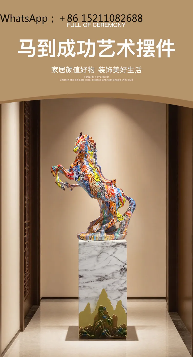 SCY light luxury high-end color horse floor-to-ceiling large ornament living room office entrance decoration gift