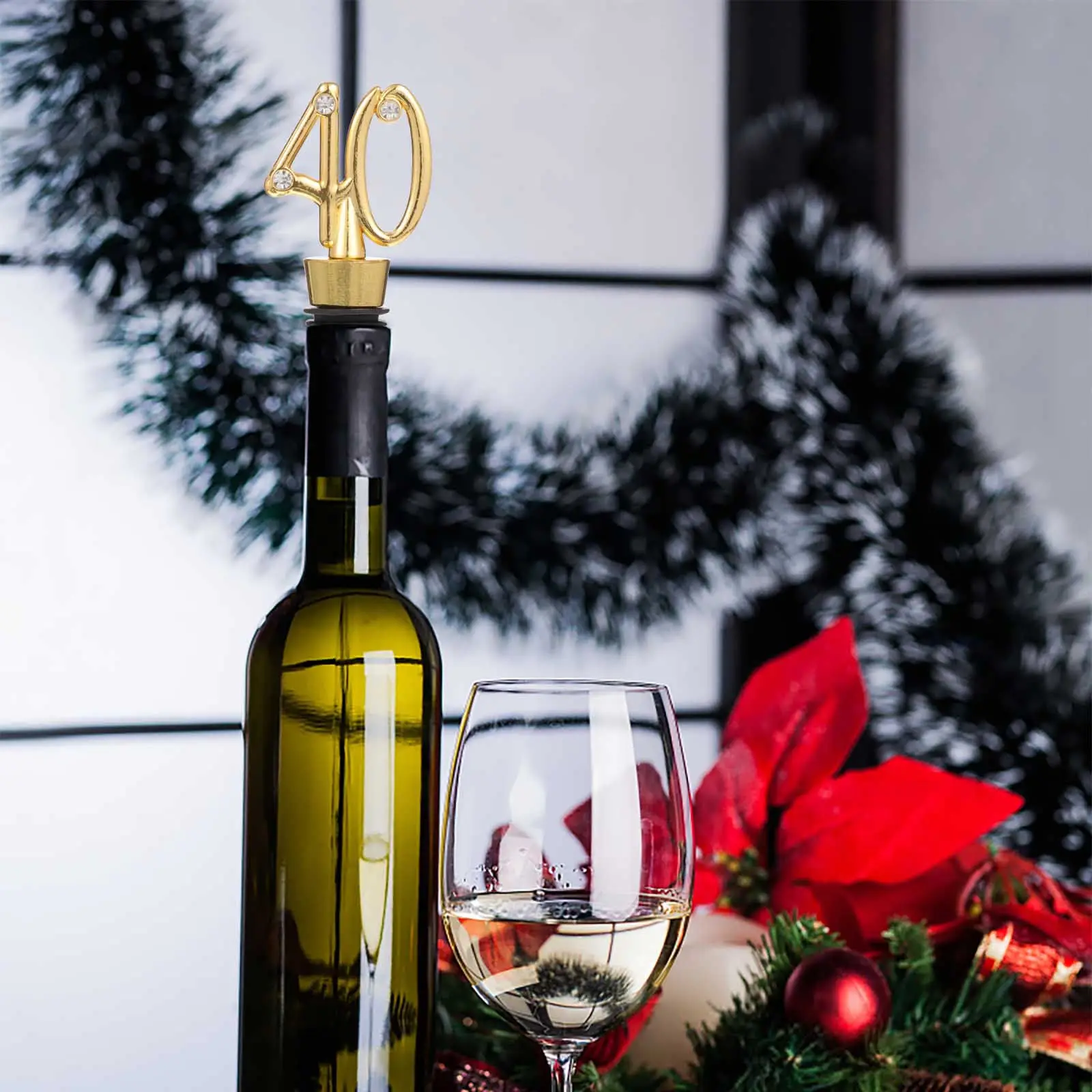 1Set Number 40 Wine Bottle Stoppers Alloy Airtight Seal Preserves Wine Beer Drinks 3 Wedding Birthday Party