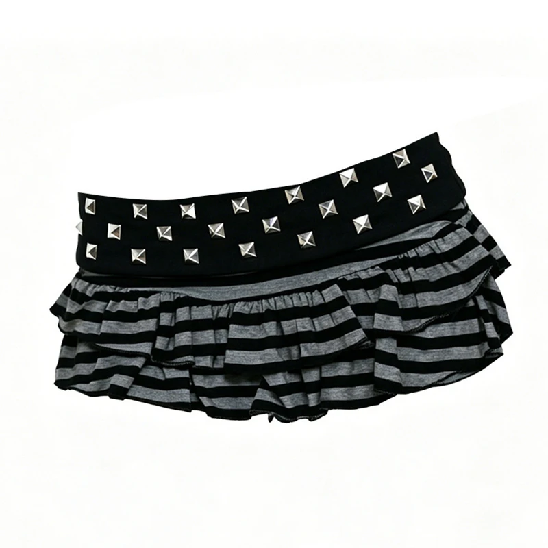 European and American striped contrast A-line skirt va va voom street niche spice girl personality Joker short skirt Ins Style