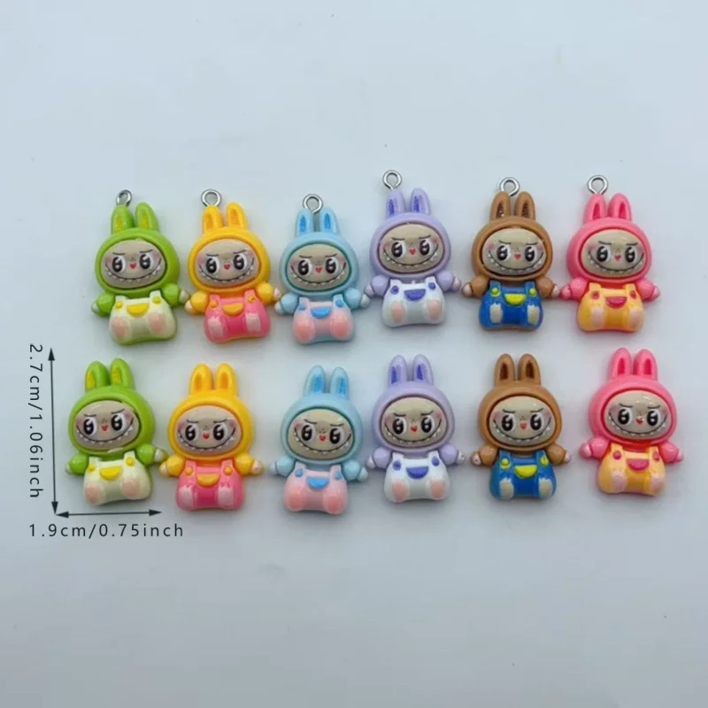 10Pcs Kawaii 토끼 딸기 하우스 수지 참 귀여운 만화 동물 펜던트 귀걸이 키 체인 DIY 쥬얼리 만들기 썸네일 4