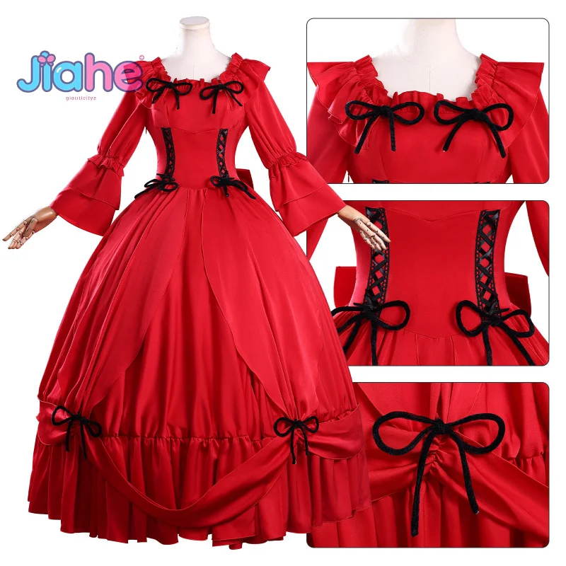 Fantasia de cosplay de Scarlett pode perguntar por uma coisa final? Lindo vestido vermelho feminino acessórios Halloween carnaval novo uniforme