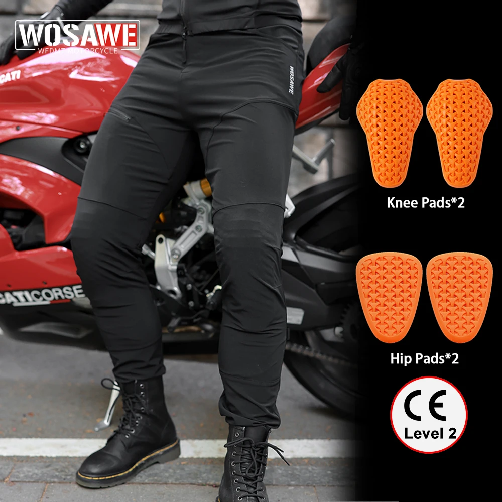 

WOSAWE Motorcycle Soft Armor Pants Anti-fall CE Protector Off-Road Enduro Racing Motocross Rider Pants Men Women Riding Trousers