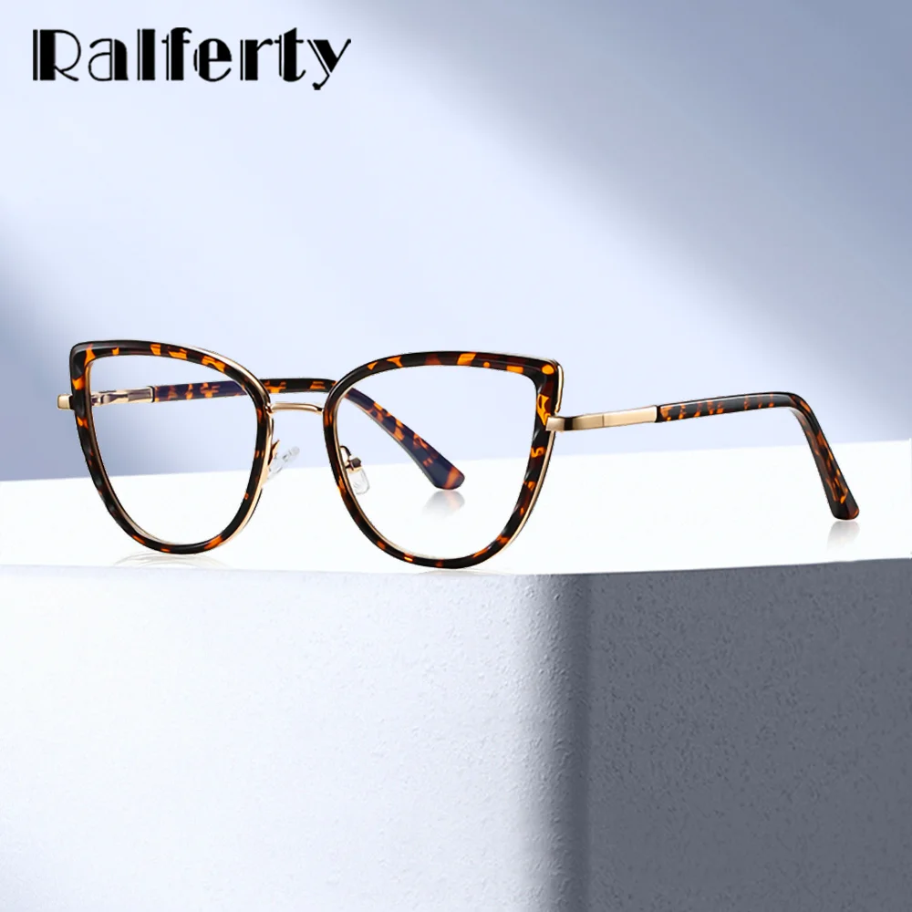 

Ralferty 2025 Retro Ladies Eyeglasses Frame Women Computer Plano Glasses Flexi Hinge TR90 Cat-Eye Frame Non-Prescription Eyewear