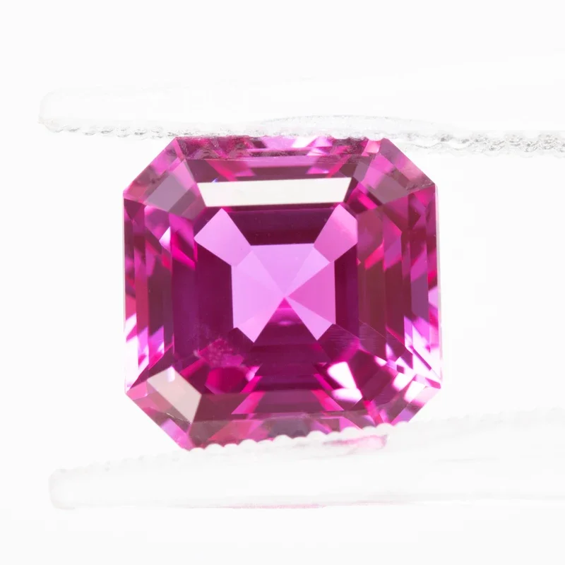 

Lab Grown Sapphire Hot Pink Color Asscher Shape VVS1 Charms Gemstone DIY Advanced Beads for Jewelry Making Certificate