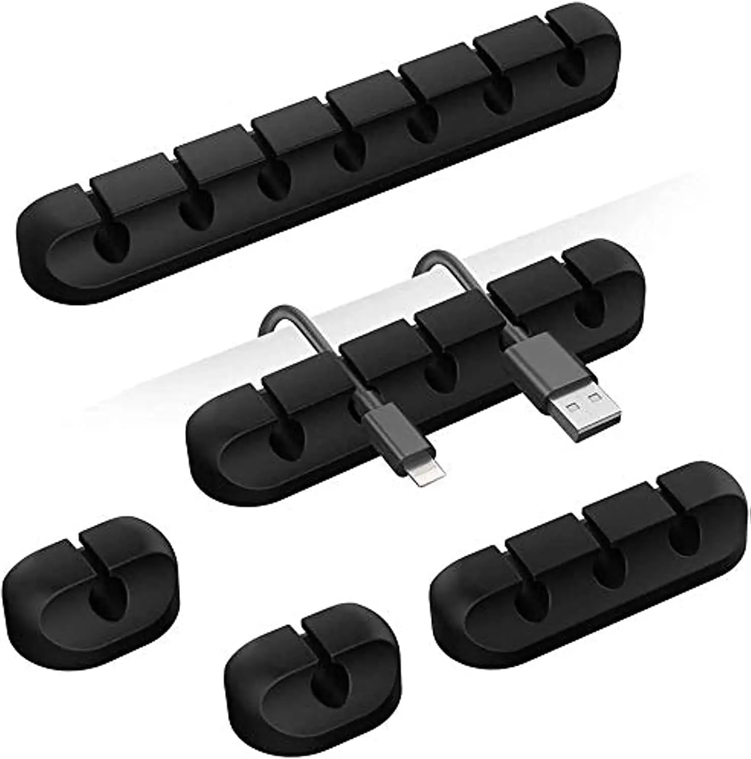 5pcs Cable Cord Wire Organizer Silicone USB Cable Winder Management Clips Self Adhesive for Mouse Keyboard Headset For iPhone