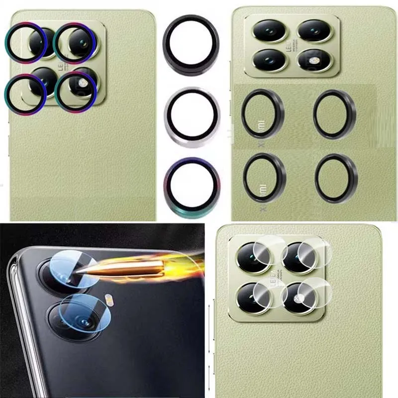 Tempered Glass Lens Protector for Xiaomi 14T Pro Camera Cap Cover Colorful Metal Transparent Glass Anti Break Hard Film