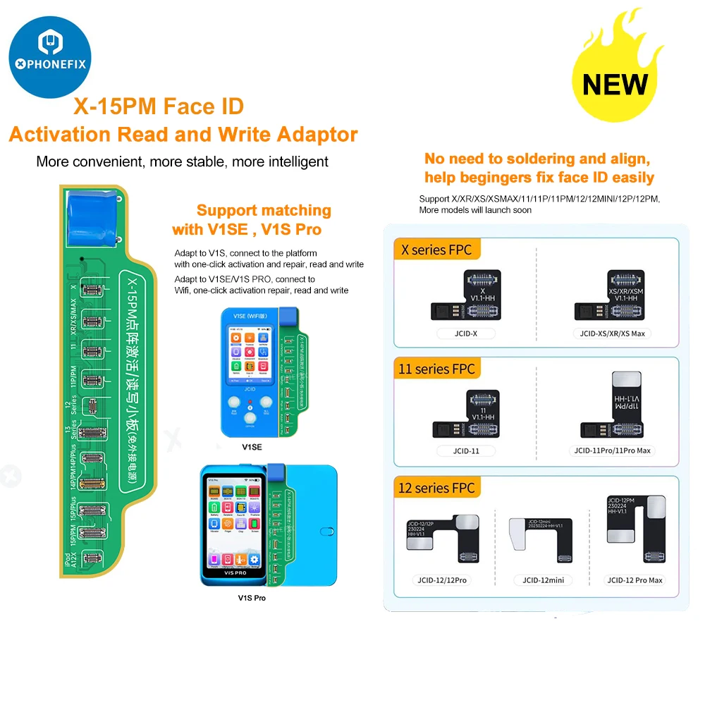 JCID Non-removal Face ID ซ่อม FPC flex cable สําหรับ iPhone X-15ProMax แบตเตอรี่ Face ID ปัญหา fix DOT - โปรเจคเตอร์ไม่จําเป็นต้องบัดกรี