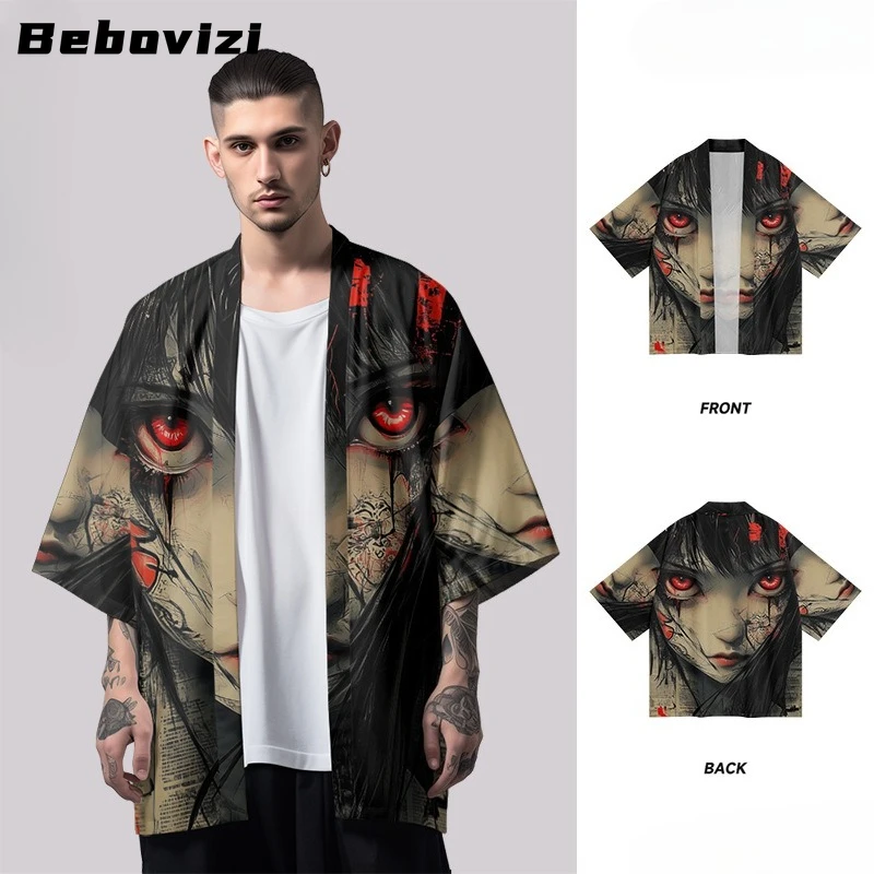 Harajuku Topy anime postać Nadruk Kimono Streetwear Męskie Damskie Kardigan Cosplay Haori Yukata Plaża Japoński Styl Duże Rozmiary