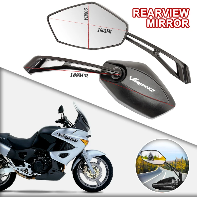 2pcs Wide Angle Adjustable Motorcycle Rearview Mirrors Side View Mirrors For Honda Varadero XL1000 XL700 XL650 XL125 1100 DL1000