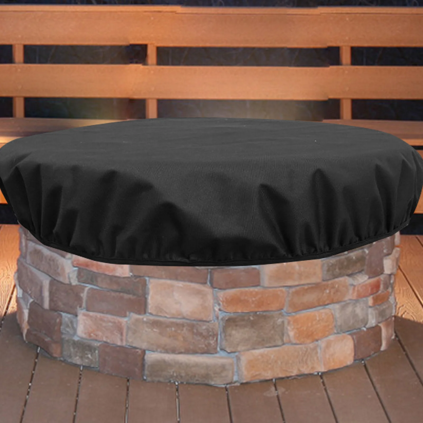 

Round Fire Pit Cover 40xh4inches Waterproof Durable 600d Oxford Fabric Weather Resistant Elastic Hem Cord Outdoor Patio